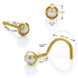 14K Gold Natural Pearl Nose Pin