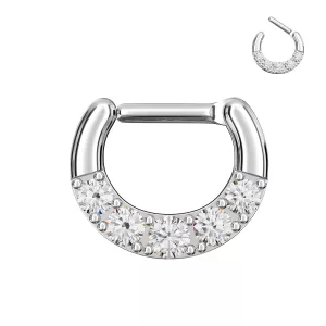 Five Pronged Clear CZs Septum Clicker Ring