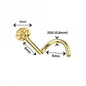 14K Gold Rose Nose Screw