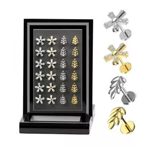 24pcs G23 Titanium Five Petals and Wheat Labret Display Kit-Assorted Colors
