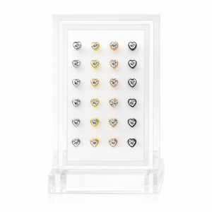 24pcs G23 Titanium Jeweled Heart Labret Display Kit-Assorted Colors