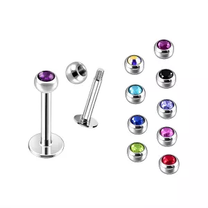 316L SS labret with Jeweled Ball