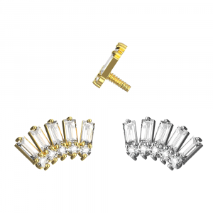 316L Surgical Steel Baguette & Round CZ Internally Threaded Top