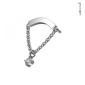 316L Surgical Steel Chain with Round CZ Dangle Internally Threaded Top