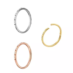 316L Surgical Steel CZ Jeweled Hinged Septum Clicker Ring