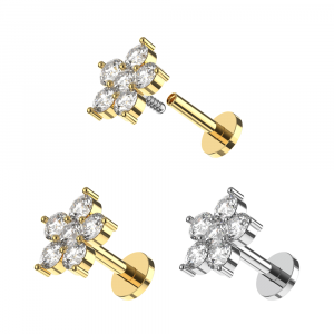 316L Steel CZ Petal Labret Stud Tragus-Helix