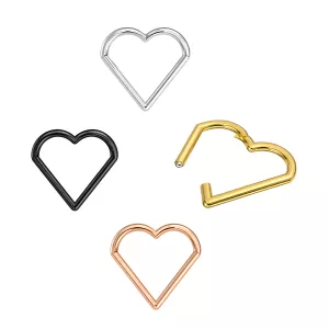316L Surgical Steel Heart Hinged Segment Clicker Ring