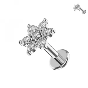 316L Surgical Steel Star Cluster CZ Internally Threaded Top With Labret