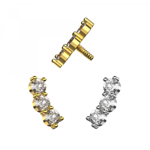 316L Surgical Steel Triple Round CZ Internally Threaded Top