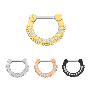 Rose Gold PVD Single Line Micro Paved Septum Clicker Piercing