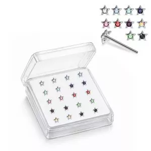 925 Silver Jeweled Celestial Straight End Nose Stud Box (20pcs / 40pcs)