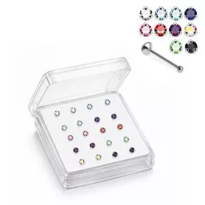 925 Silver Nose Stud Pin With Red Rhinestone