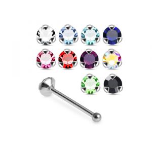 925 Silver Nose Stud Pin With Red Rhinestone