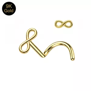 9K Yellow Gold Infinity Symbol Nose Screw (20G | 6mm Length)
