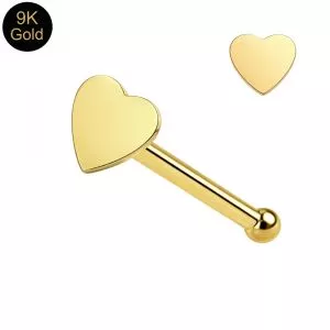 9K Gold 3mm Heart Ball End Nose Pin