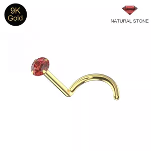 9K Gold Claw-Set Natural Stone Screw Nose Stud