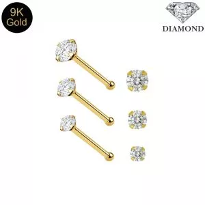 9K Gold Genuine Diamond ball End Nose Pin
