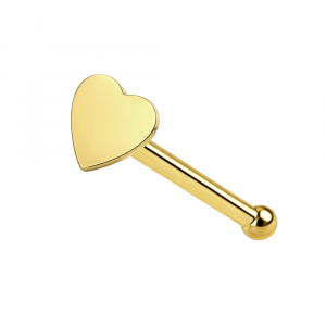 9K Gold 3mm Heart Ball End Nose Pin