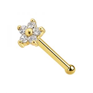 9K Gold Jeweled Nose Pin