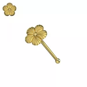 9K Yellow Gold Ball End Flower Nose Pin