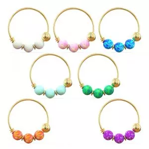 9K Yellow Gold Opal Stones Hoop Nose Ring