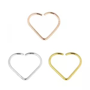 9K Gold Heart Cartilage Daith piercing Ring