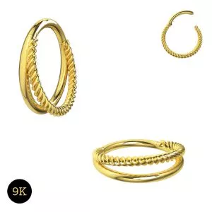 9K Gold Double Stack Hinged segment Clicker Ring