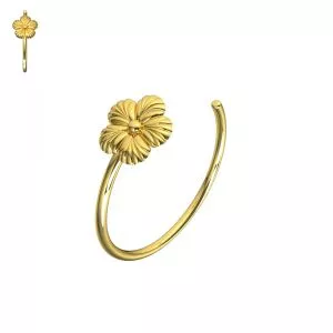 9K Yellow Gold Flower Open Hoop Nose Stud