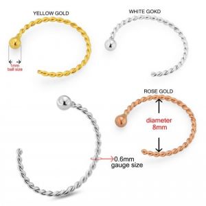 9K Gold Twisted Open Hoop Nose Ring