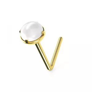 9K Gold L-Shaped Pearl Nose Stud