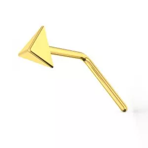9K Gold L-Shaped 3D Pyramid Nose Stud