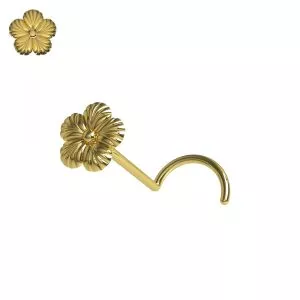 9K Yellow Gold Flower Nose Screw Gold Nose Screw