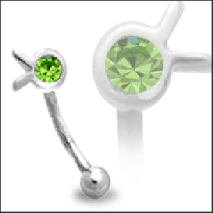 Jeweled Tiny Fish  Eyebrow Ring