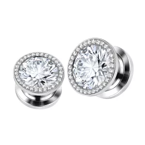 AAA Stone Multi Jeweled Screw Fit Flesh Tunnel