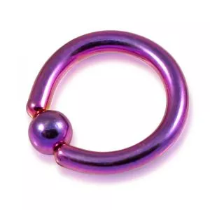 Surgical Steel Purple Anodized 14G BCR ring with Ball