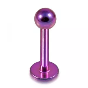 Surgical Steel Purple Anodized 14G Labret Piercing with Top Ball
