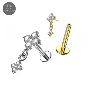 ASTM F-136 Titanium Cascade Blossom Threadless Labret (18G/16G)