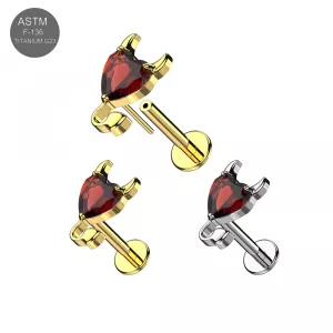 ASTM F-136 Titanium Devil Heart Threadless Labret (18G/16G)