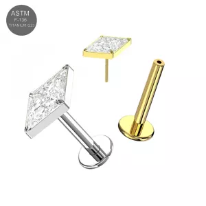 ASTM F-136 Titanium Kite CZ Threadless Labret Set (18G/16G)