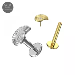 ASTM F-136 Titanium Nautilus CZ Threadless Labret (18G/16G)