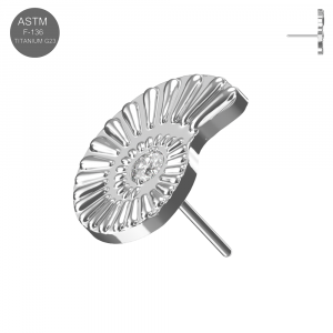 ASTM F-136 Titanium Threadless Push In Nautilus CZ Top-Titanium