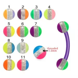 Bio Flex Eyebrow Banana With Centered glitter with colorful UV Balls