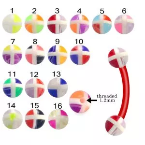 Bio Flex Eyebrow Banana With Multi Color Checked UV Balls