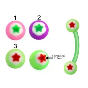 Bio Flex Eyebrow Banana With Hand Painted Fancy Flower Design UV Balls