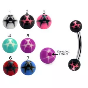 316L Surgical Steel Eyebrow Banana With Bio Hazard Design UV Balls