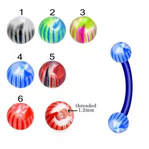 Bio Flex Eyebrow Banana With Multi Stripes Colorful UV Balls