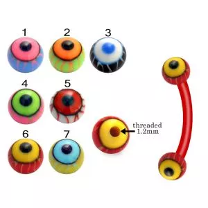 Bio Flex Eyebrow Banana With Colorful Eye Ball Design UV Balls