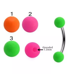 316L Surgical Steel Eyebrow Banana With Neon Color UV Balls