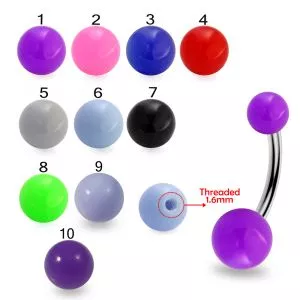 316L Surgical Steel Eyebrow Banana With Single Color UV Ball
