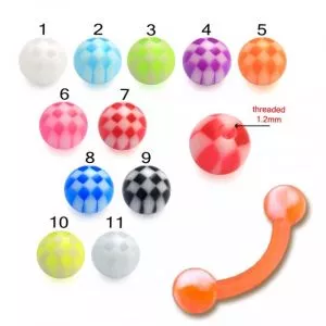 Orange UV Eyebrow Banana Ring With Multi Color UV Balls